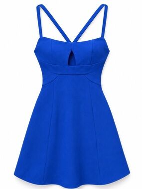 BCBGMAXAZRIA Charlot Royal Blue Double Strap Mini Dress Size 0 Fit & Flare NWOT